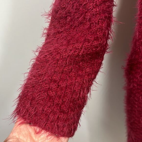 ENTRO Women’s Chunky Eyelash Texture Open Front Long Cardigan/Duster Red Small - Picture 4 of 8